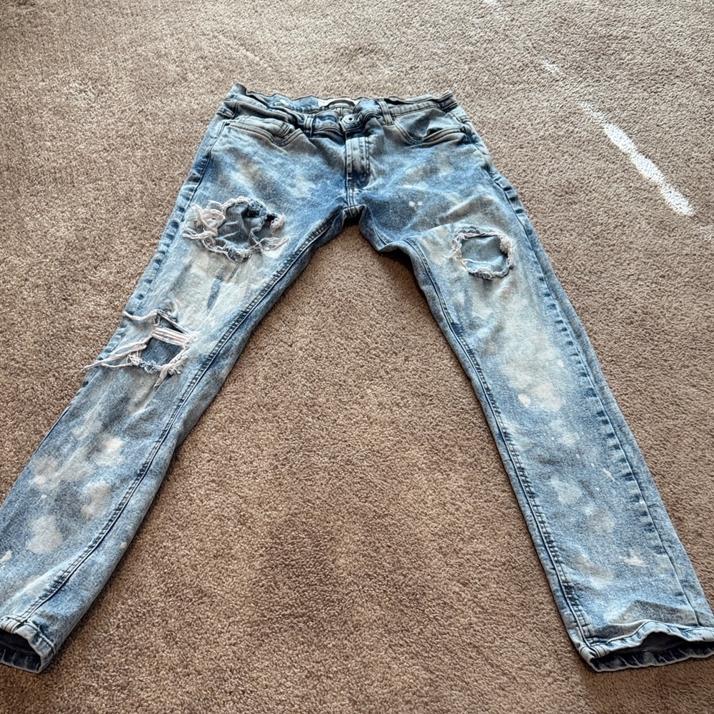 Stylish Distressed Blue Skinny Jeans